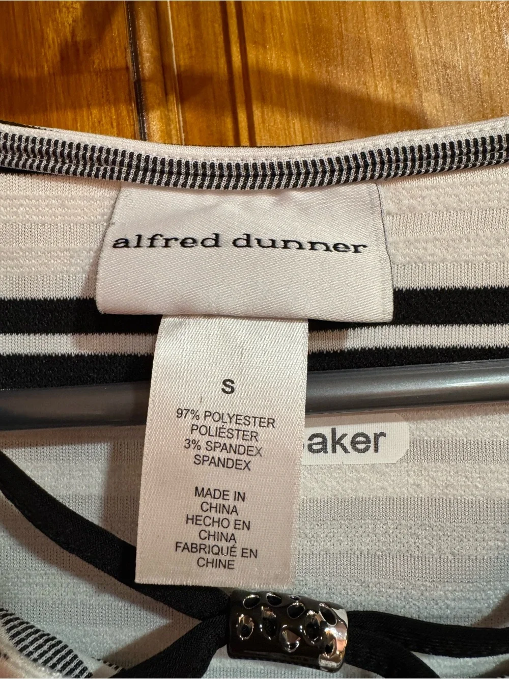 Alfred Dunner Black and White Striped Women's Top